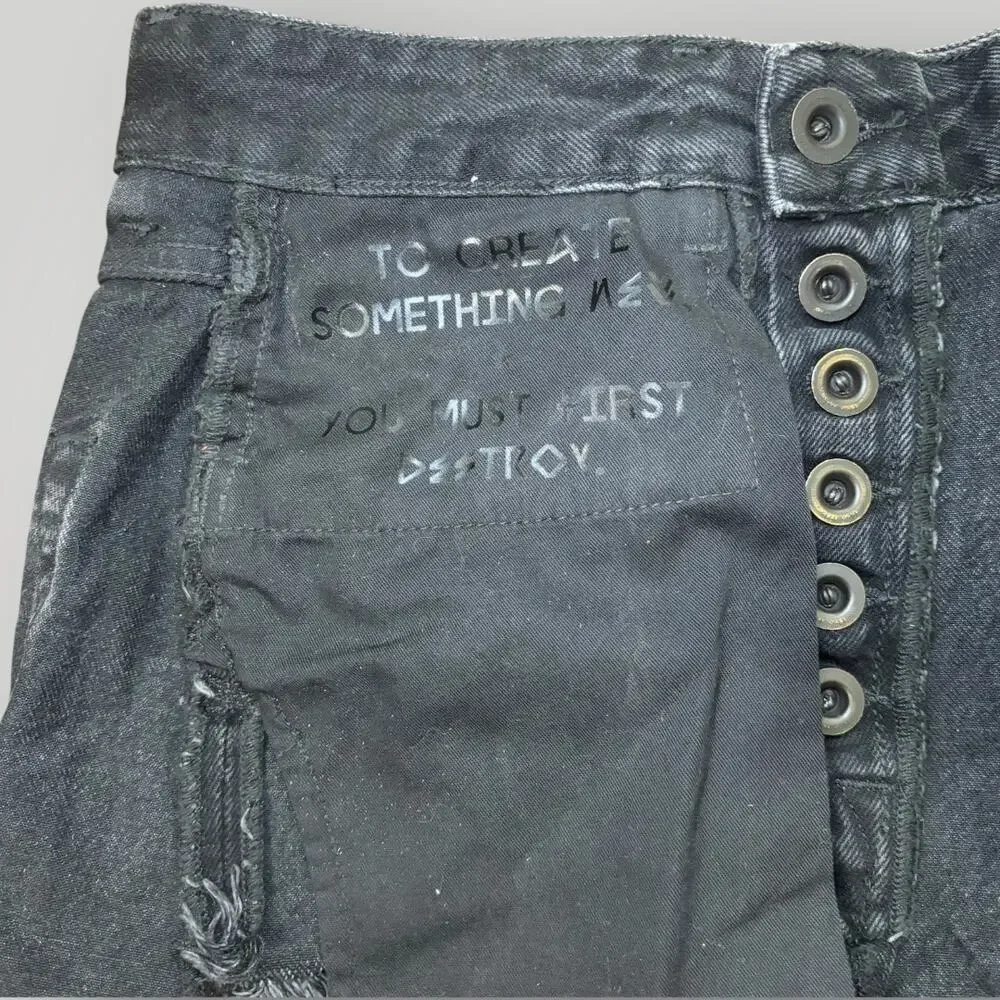 Ben Taverniti Unravel Project Hybrid Denim Skirt Overlay Leggings Size 25 Black - Picture 4 of 8
